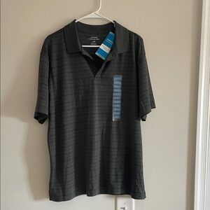 Haggar Men's Black Striped Texture Polo